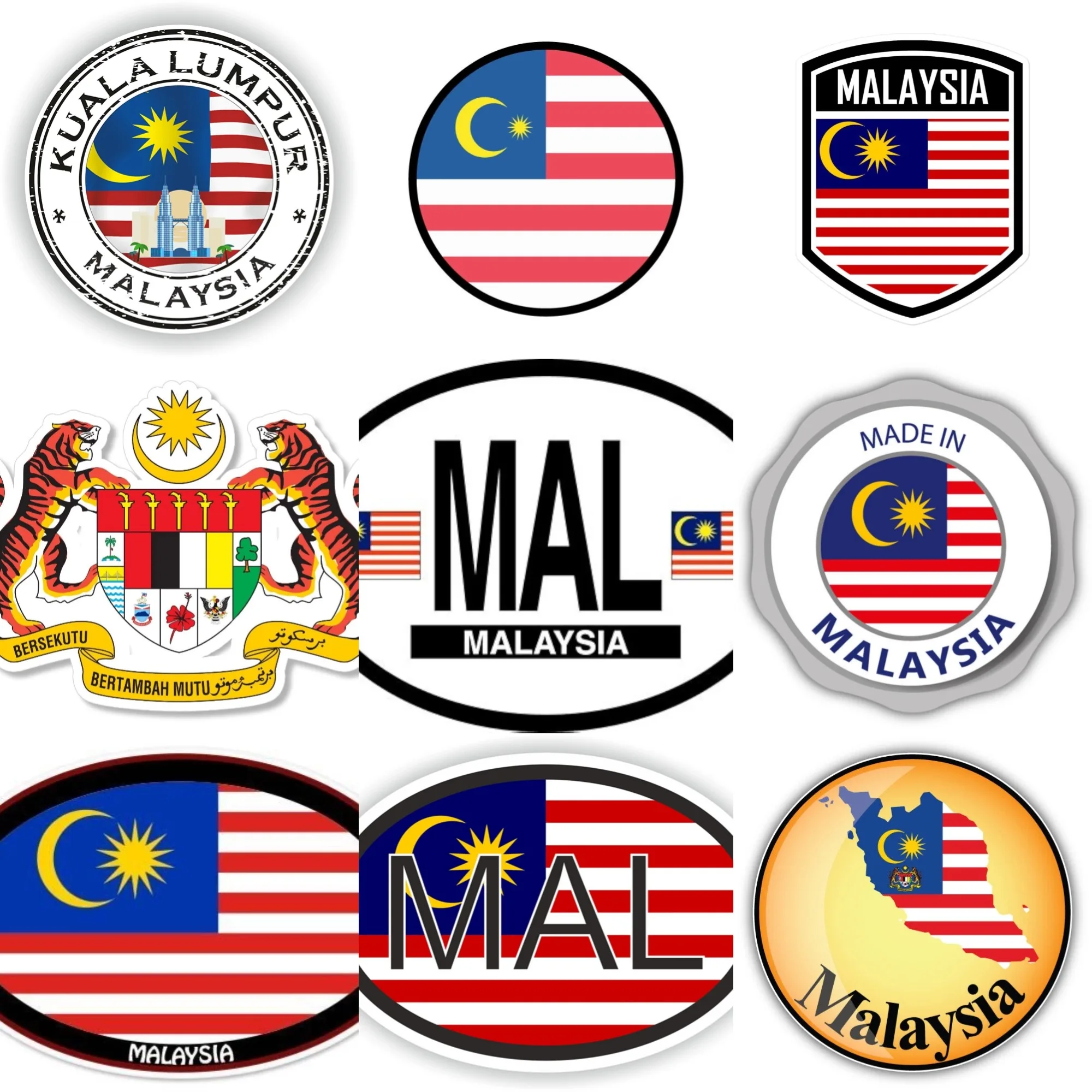 Car Accessories Malaysia - マレーシア MAL 旗エンブレムクリエイティブ PVC ステッカー装飾車自転車バンオートバイヘルメット冷蔵庫窓壁デカール Accessorie