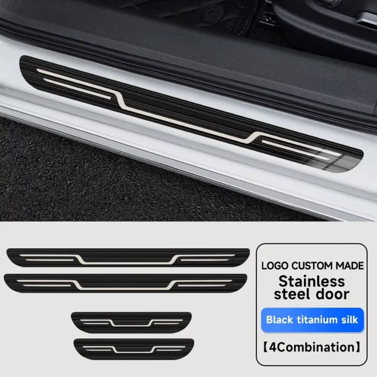 Car Accessories Tape - 車のドアシルストリップステンレス鋼汚れ防止ステッカーカバー装飾外装アンチキックペダル装飾アクセサリー