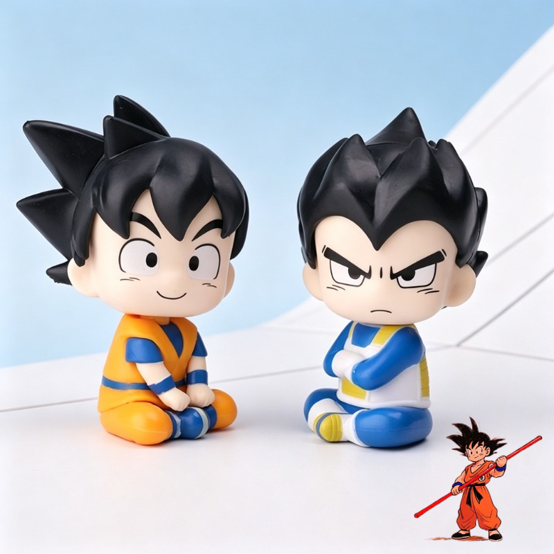 Car Accessories Wholesale - ドラゴンボールちび孫悟空ベジータ漫画かわいい座り姿フィギュアモデル2Dキャラクターおもちゃ車飾りアニメグッズ卸売
