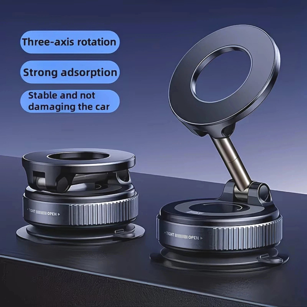 Car Cup Holder Expander - MagSafe対応マグネット式車載携帯電話ホルダー360 ° 回転式真空吸盤マウント ユニバーサル調整可能 折りたたみ式スタンドブラケット