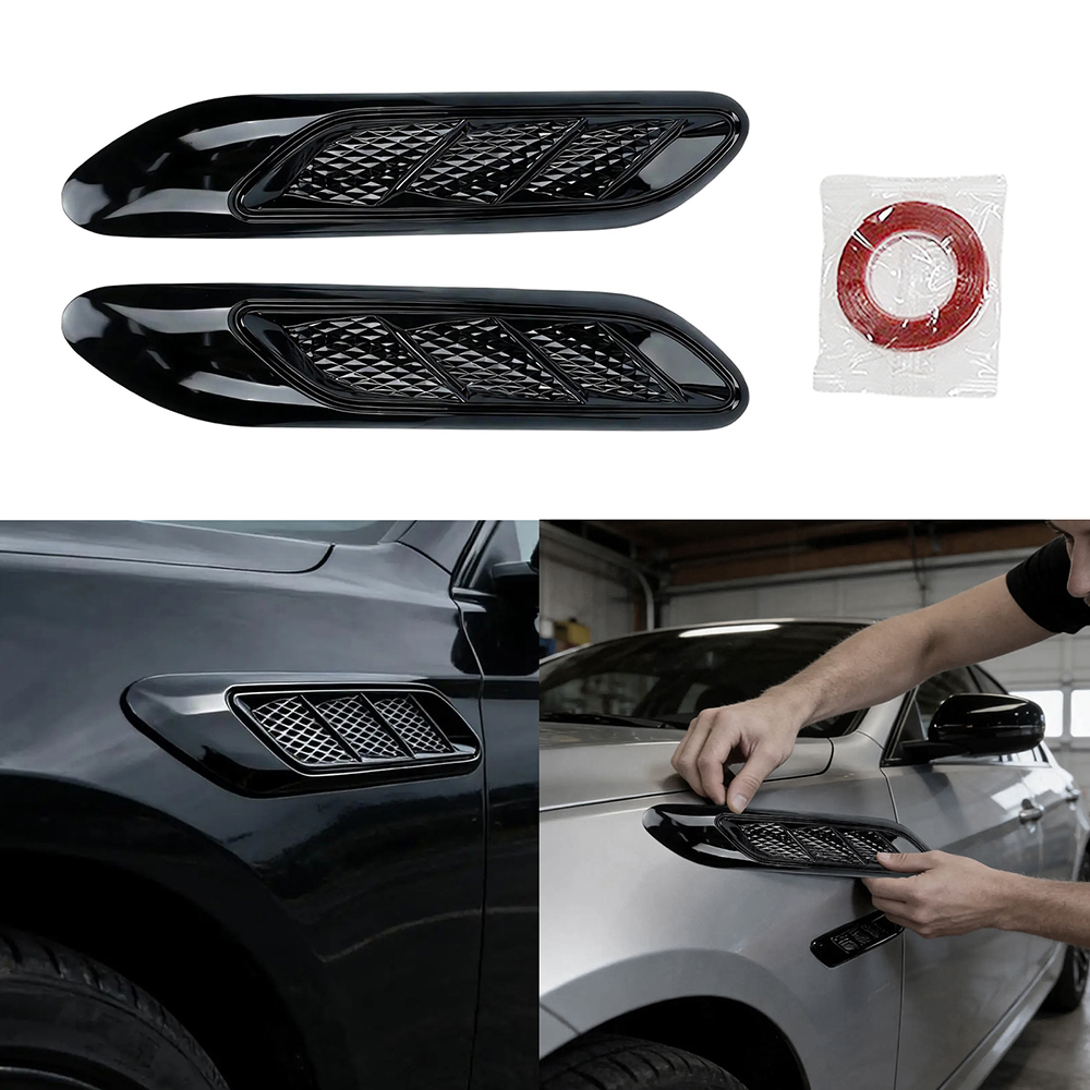 Car Accessories Tape - 2 個の車のエアインテーク、胸部側アウトレットストリップ用防水シャーク、BMW アウディ用オートチューニング用品、ギル型カポアクセサリー
