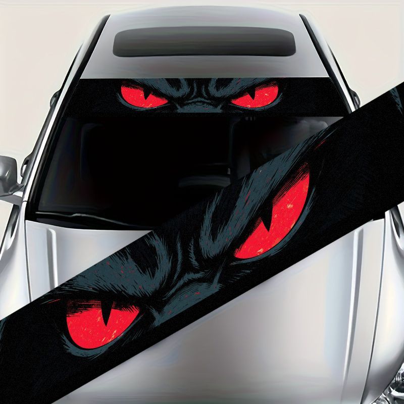 車のフロントガラス用サンバイザーバナーデカール 悪魔の赤い目 - Car Accessories Tape のレビューと価格