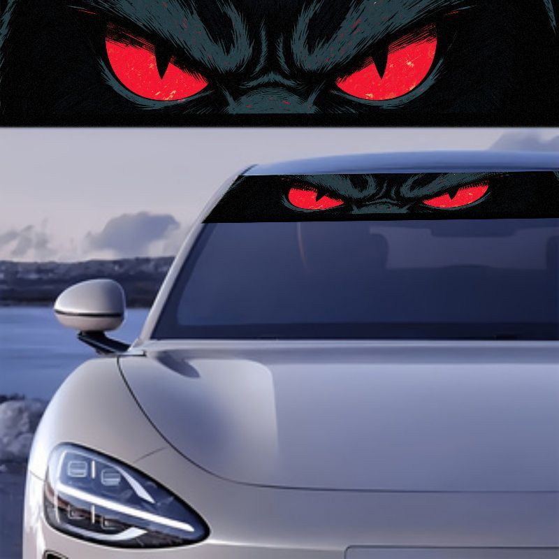 車のフロントガラス用サンバイザーバナーデカール 悪魔の赤い目 - Car Accessories Tape のレビューと価格