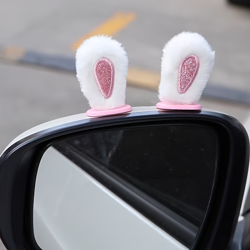1ペアのぬいぐるみウサギの耳車用バックミラー飾り、かわいい自 - Car Accessories Useful のレビューと価格
