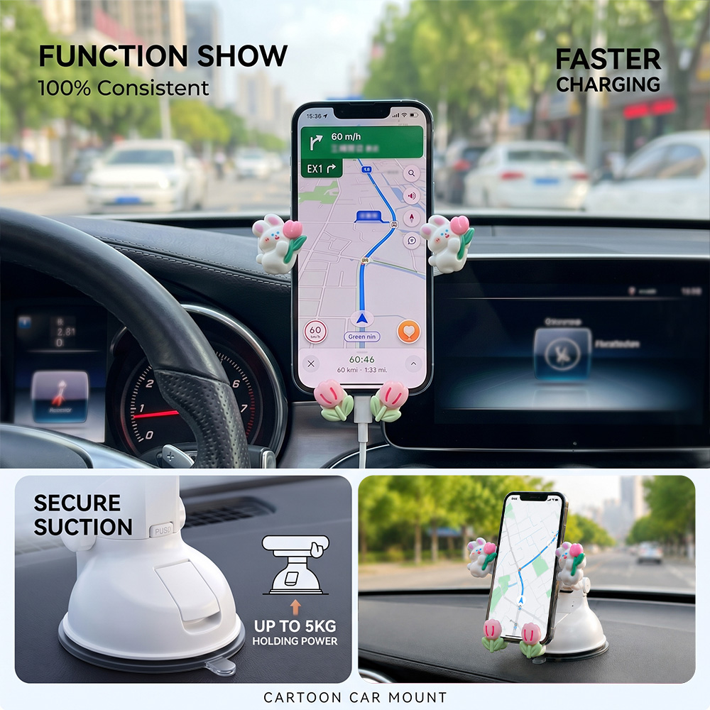 吸盤式車載スマホホルダー 漫画風 かわいい ダッシュボード/ - Car Cup Holder Expander のレビューと価格